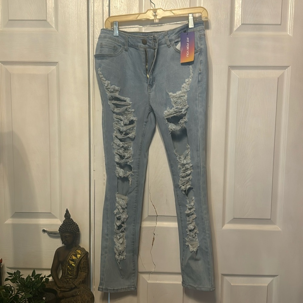 ripped cut up skinny jeans, the stretchy jeans, size 30
